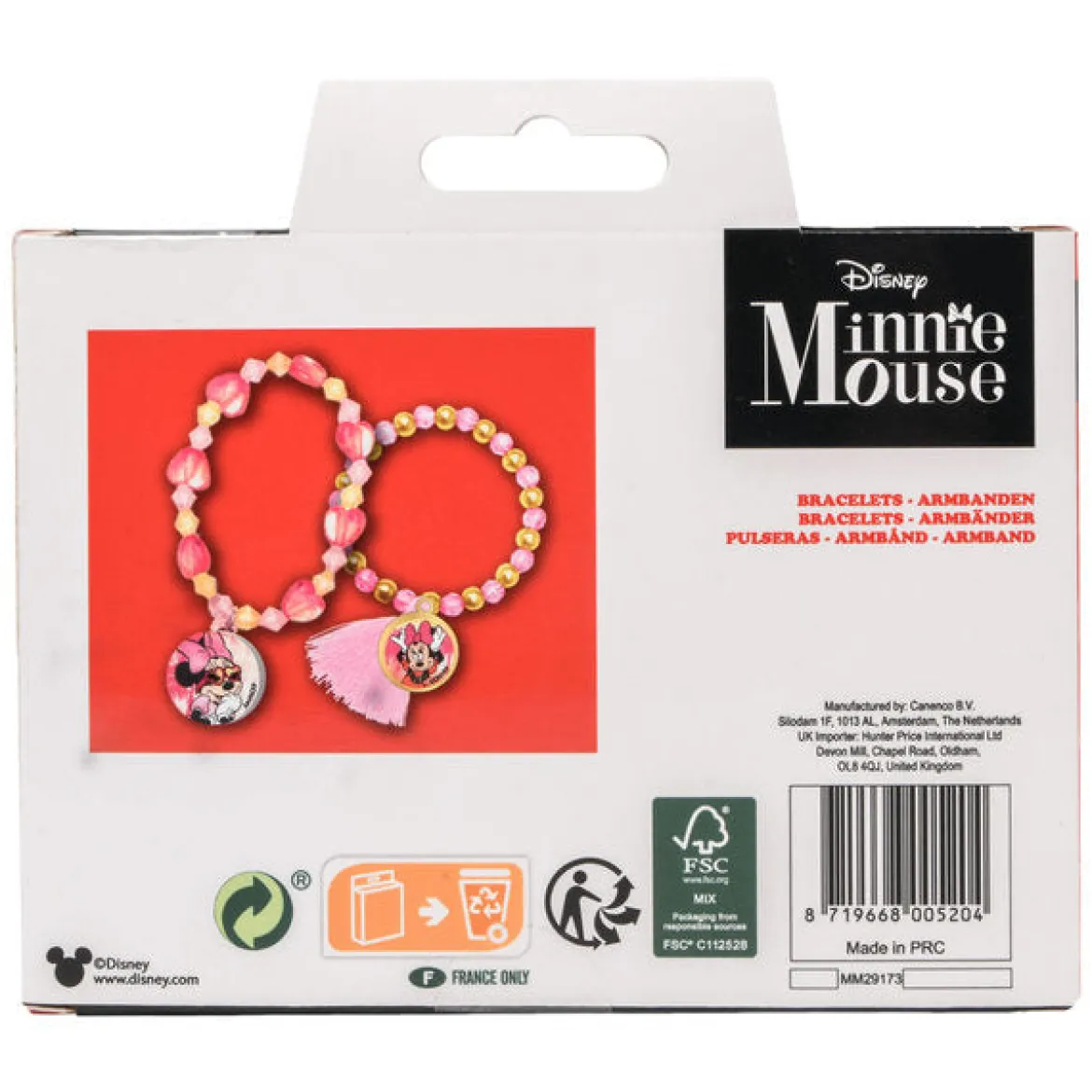 disney - minnie mouse - set di 2 braccialetti