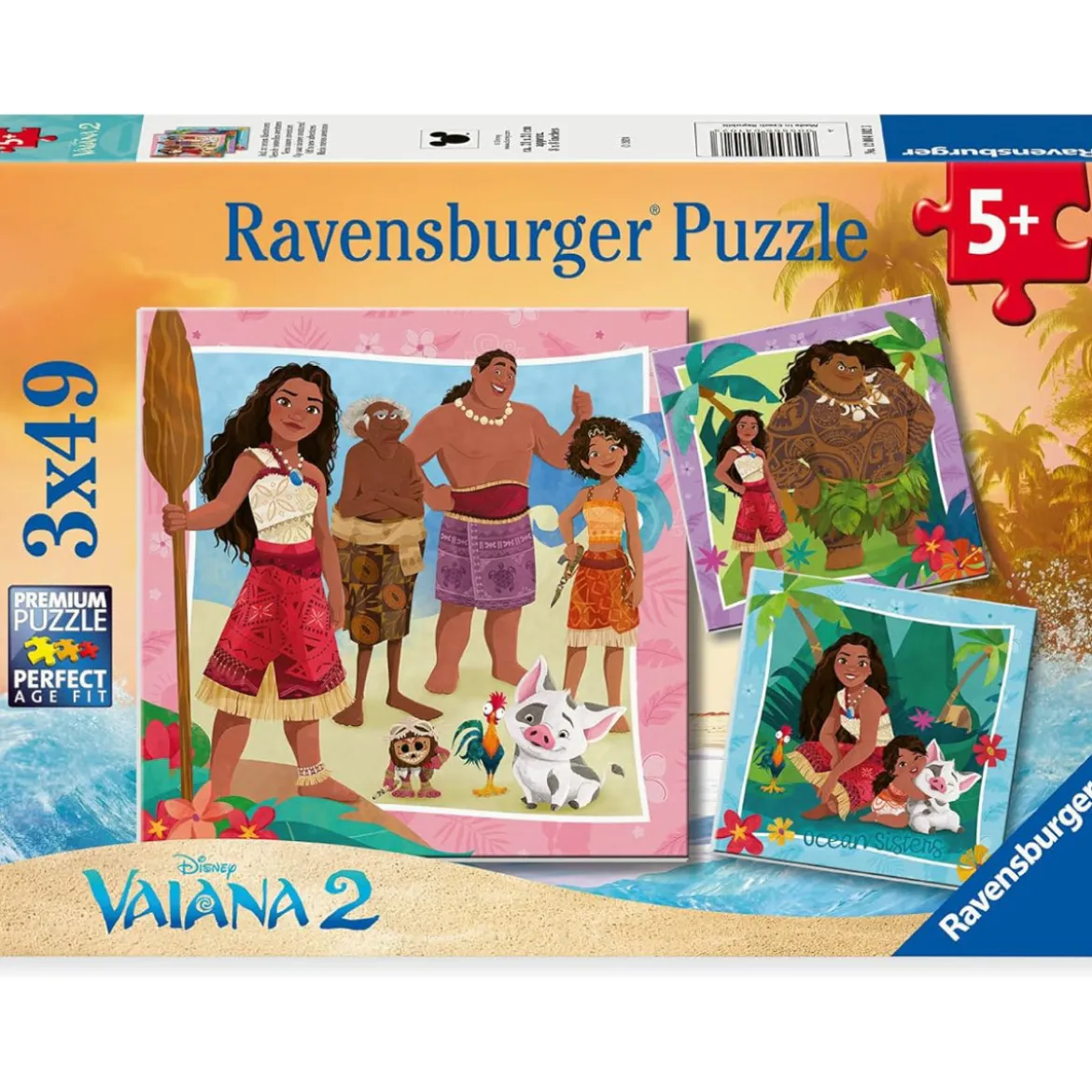 disney vaiana - puzzle 3x49 pezzi