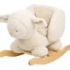 dondolo pecora ecru in legno e peluche - 60x30x45cm