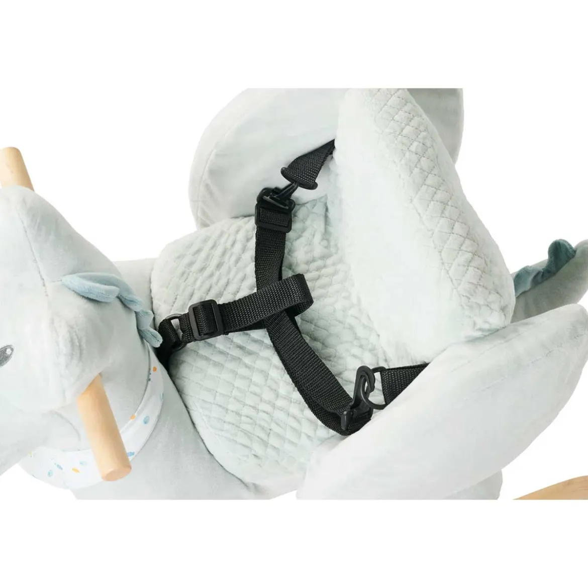 dondolo romeo il coccodrillo in legno e peluche - 60x30x45cm