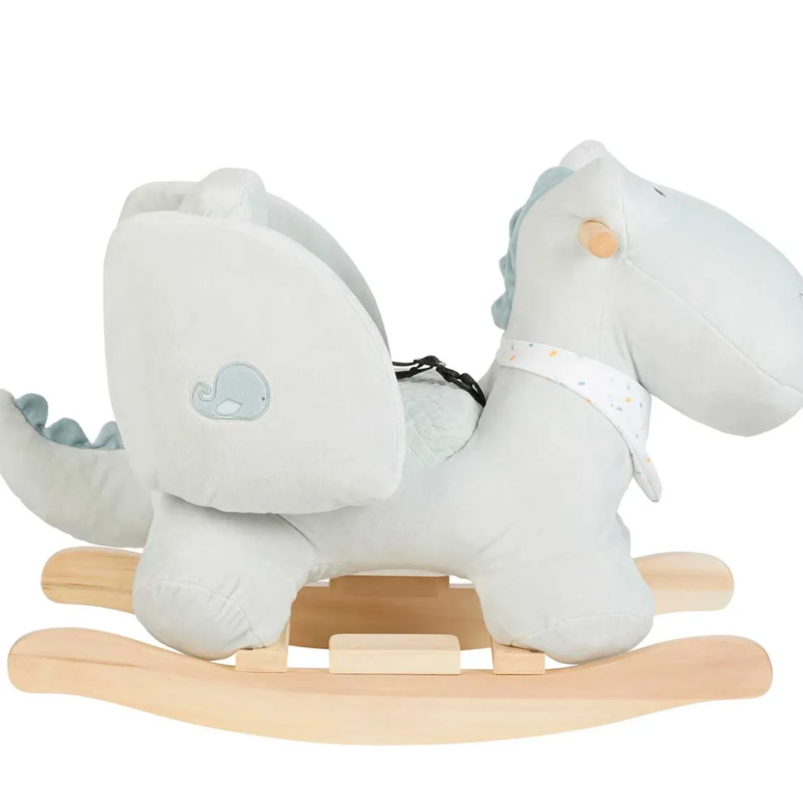 dondolo romeo il coccodrillo in legno e peluche - 60x30x45cm