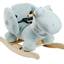 dondolo romeo il coccodrillo in legno e peluche - 60x30x45cm