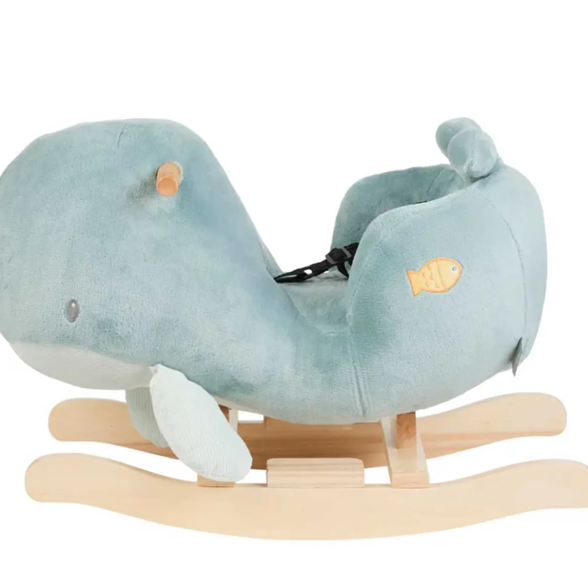 dondolo sally la balena in legno e peluche - 60x30x45cm