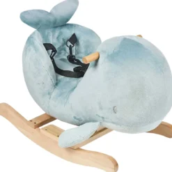 dondolo sally la balena in legno e peluche - 60x30x45cm