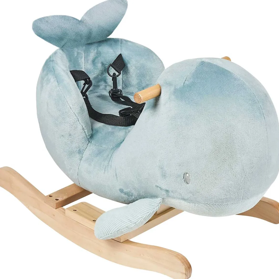 dondolo sally la balena in legno e peluche - 60x30x45cm