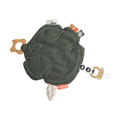 doudou 3in1 con portaciuccio e massaggiagengive tiny tropics, verde - 30x30 cm