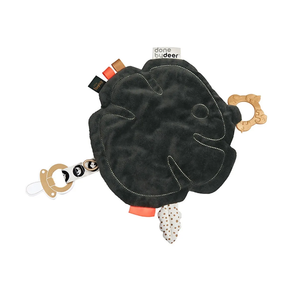 doudou 3in1 con portaciuccio e massaggiagengive tiny tropics, verde - 30x30 cm
