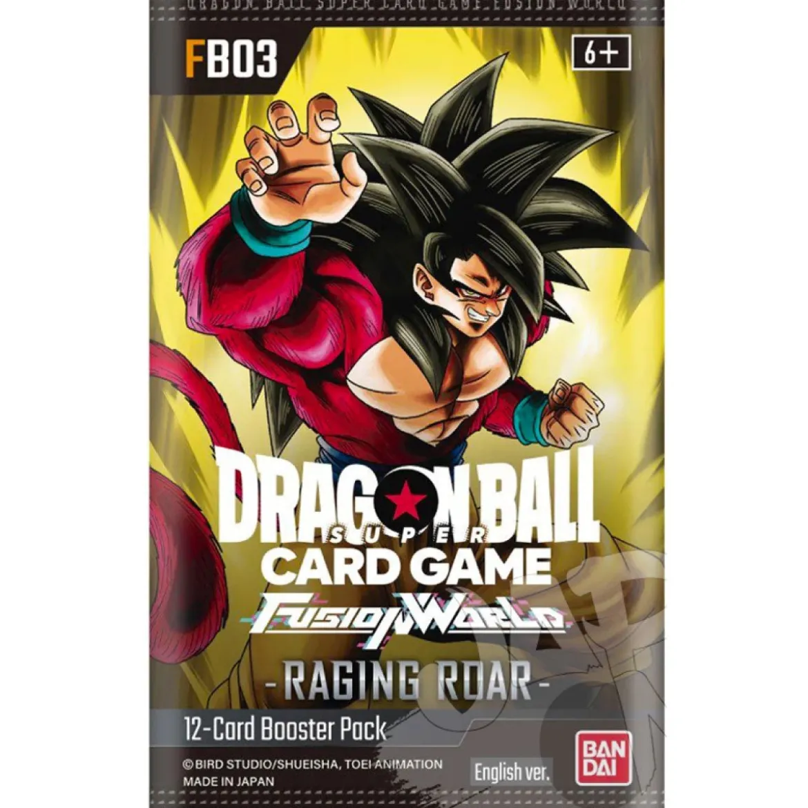 dragon ball super card game - fusion world - raging roar - fb-03 - bustina singola 12 carte (eng)