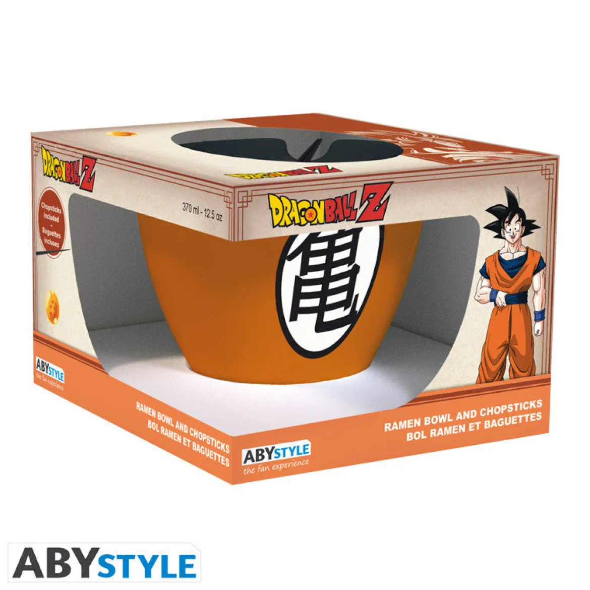 dragon ball z - ciotola per ramen 370ml + bacchette - simboli di goku