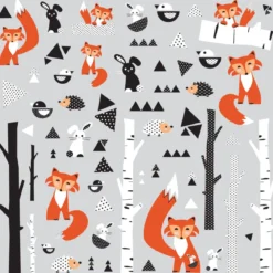 fox and forest - adesivo removibile da parete