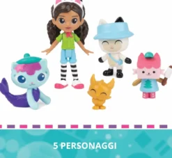 gabby's dollhouse - pack da 5 personaggi in campeggio