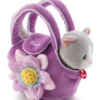 gattino nella borsetta con fiore - peluche 20cm