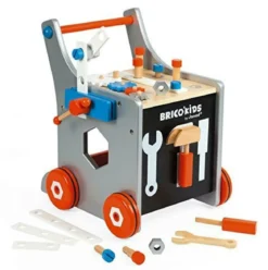 gioca spingi e cammina, carrello in legno porta attrezzi magnetio, brico kids