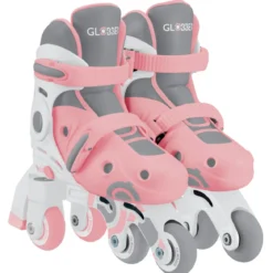 globber - learning inline skates 2 in 1 - rosa pastello (taglia 30-33)