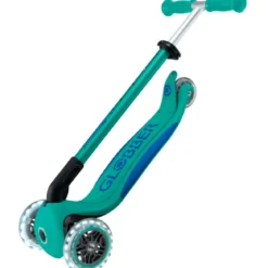 globber - primo foldable plus light - monopattino pieghevole con luci - emerald green/navy blue