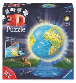 globo mappamondo night edition - puzzle 3d 180 pezzi
