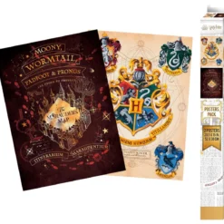 harry potter - set 2 chibi poster 52x38cm - stemmi & mappa del malandrino