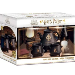 harry potter - teiera e tazze - set calderoni di hogwarts