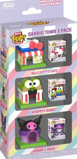 hello kitty: sanrio town - 3 personaggi assortiti - funko bitty pop town