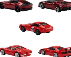 hot wheels - confezione 5 veicoli ferrari