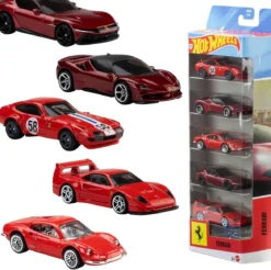 hot wheels - confezione 5 veicoli ferrari