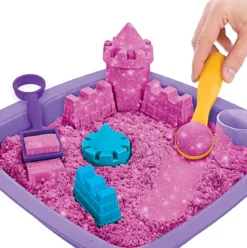 kinetic sand - castelli di sabbia - sabbia scintillante rosa 454g