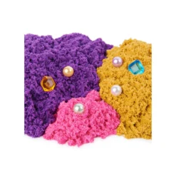 kinetic sand - cristallo della sirenetta - vaschetta con sabbia 325g e accessori
