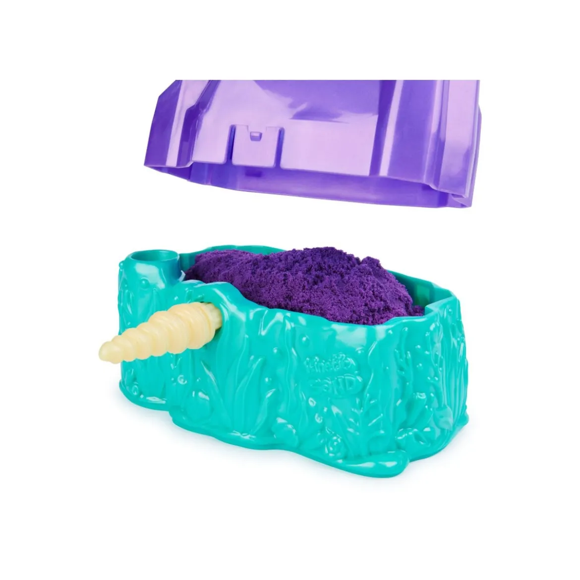 kinetic sand - cristallo della sirenetta - vaschetta con sabbia 325g e accessori
