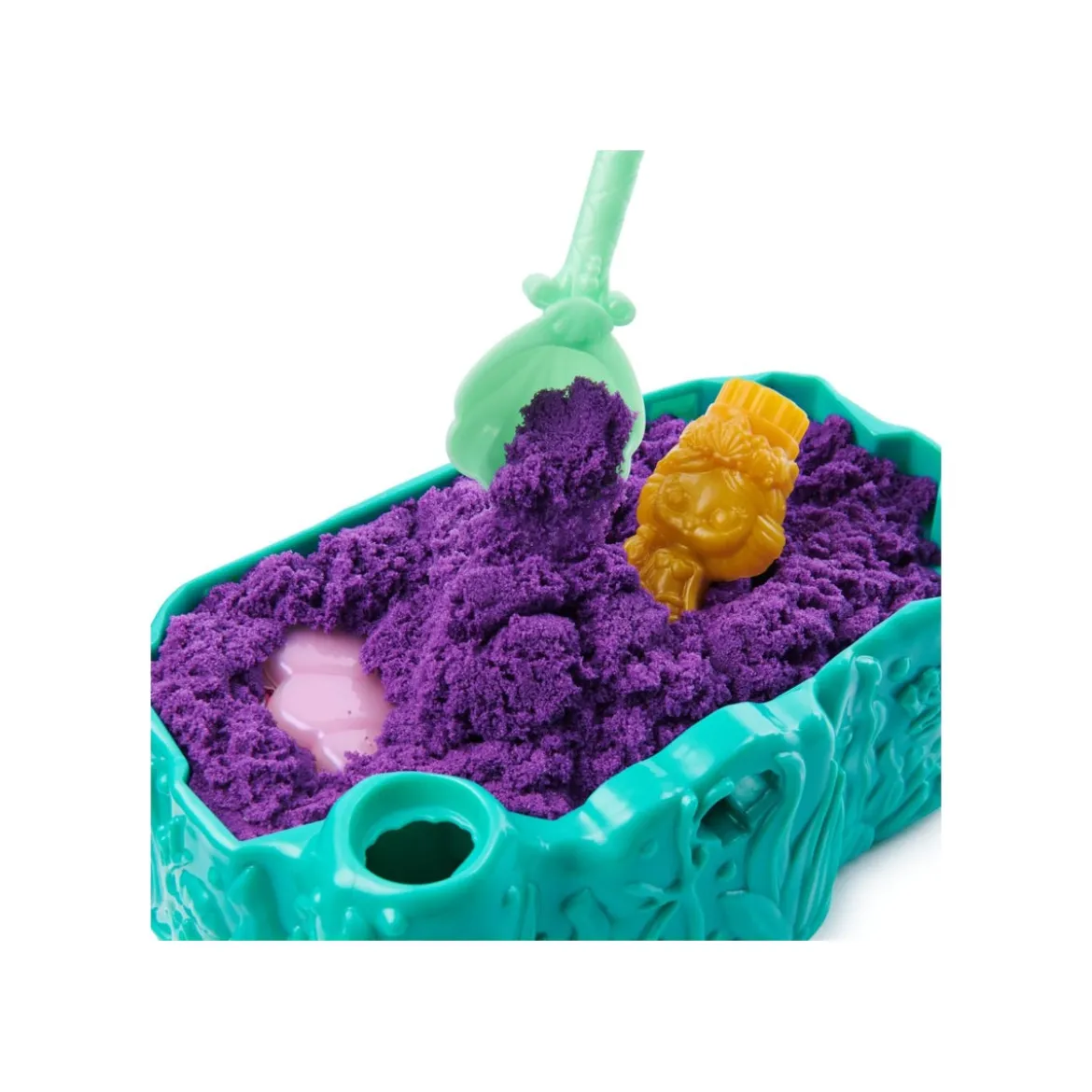 kinetic sand - cristallo della sirenetta - vaschetta con sabbia 325g e accessori