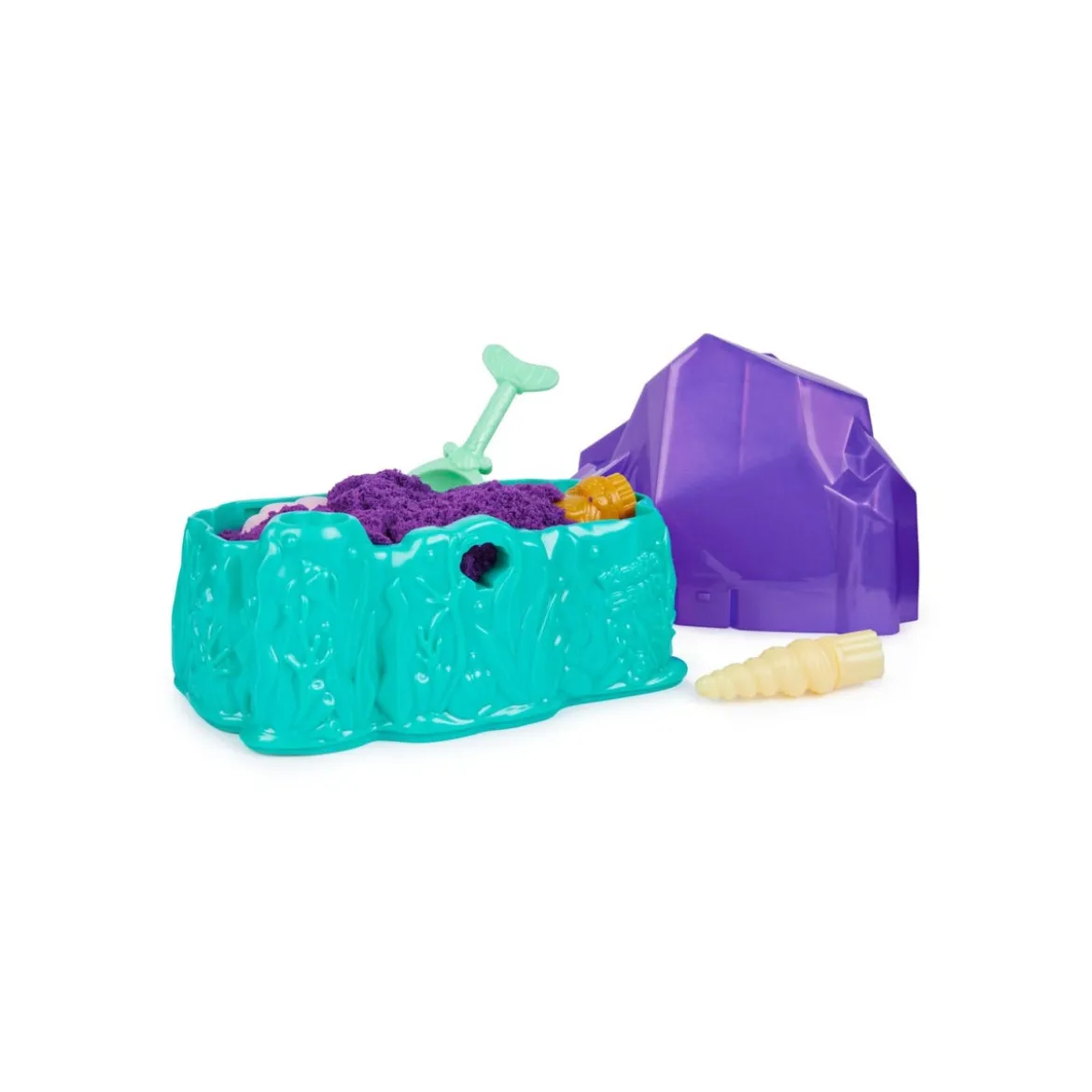 kinetic sand - cristallo della sirenetta - vaschetta con sabbia 325g e accessori
