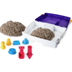 kinetic sand - valigetta richiudibile con formine e 907g di sabbia
