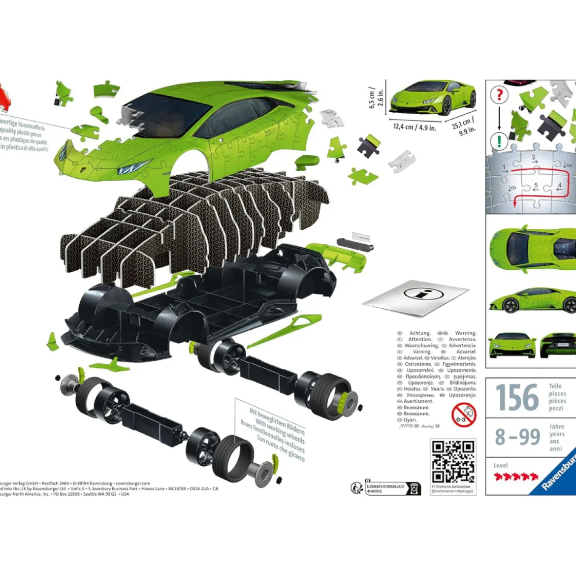 lamborghini huracan evo - verde - puzzle 3d