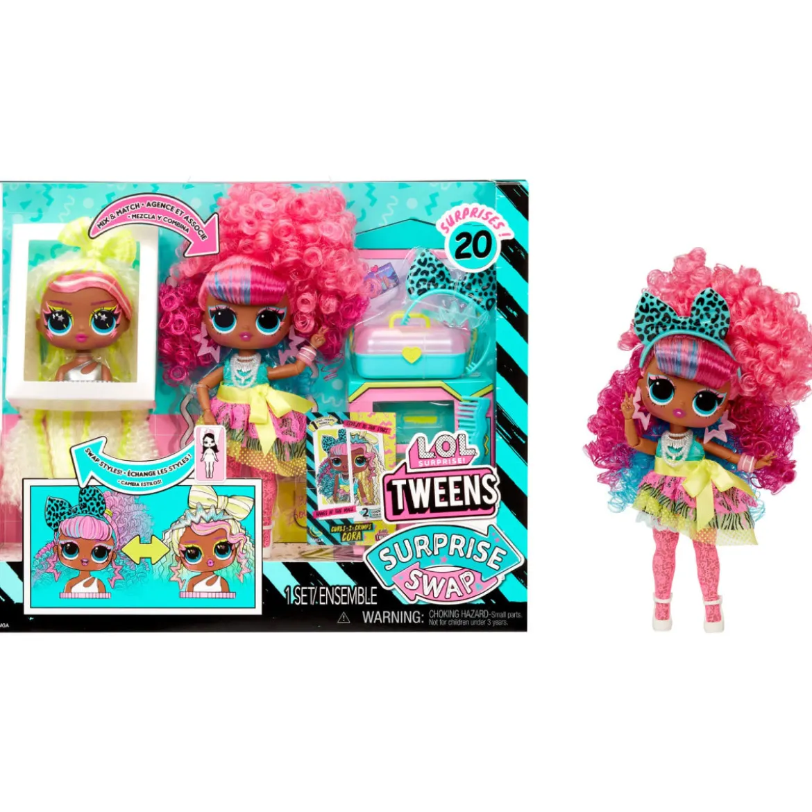 lol surprise tweens - surprise swap - curls-2-crimps cora - fashion doll