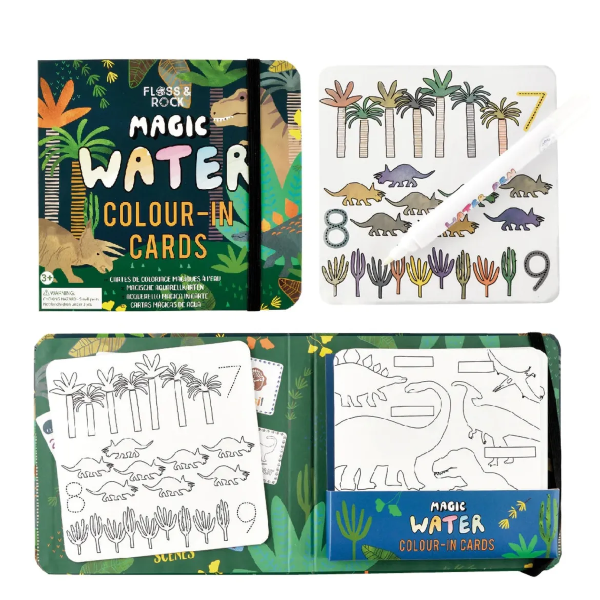 magic water pen and cards - dino