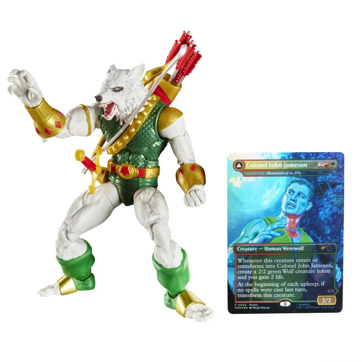 marvel legends series x magic: the gathering - man-wolf 15cm + 1 magic foil card