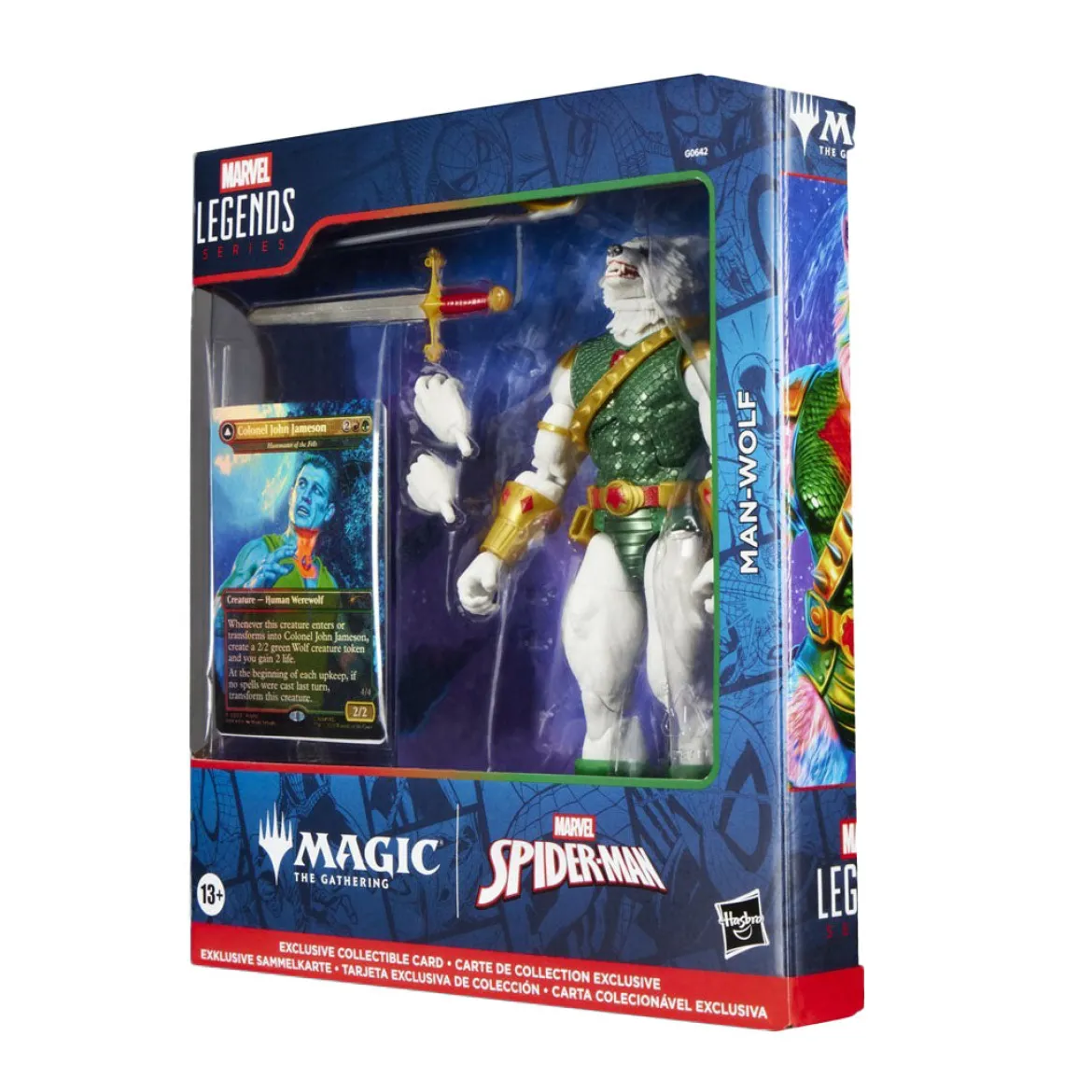 marvel legends series x magic: the gathering - man-wolf 15cm + 1 magic foil card