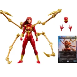 marvel legends series x magic: the gathering - mary jane, iron spider 15cm + 1 magic foil card