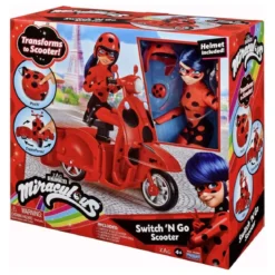 miraculous - scooter con lady bug bambola 26cm