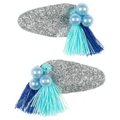 mollettina per capelli lyla con nappa argento e perle