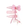 mollettine per capelli cayen rosa con fiocco