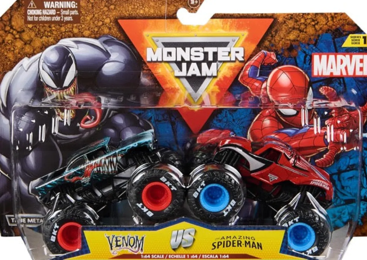 monster jam marvel - monster truck in metallo - pack con 2 modelli