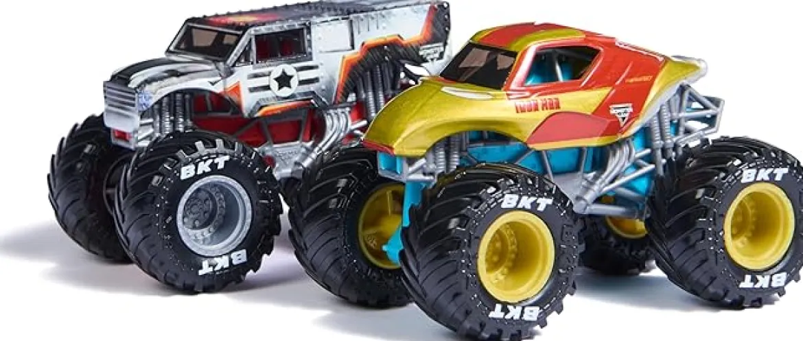 monster jam marvel - monster truck in metallo - pack con 2 modelli