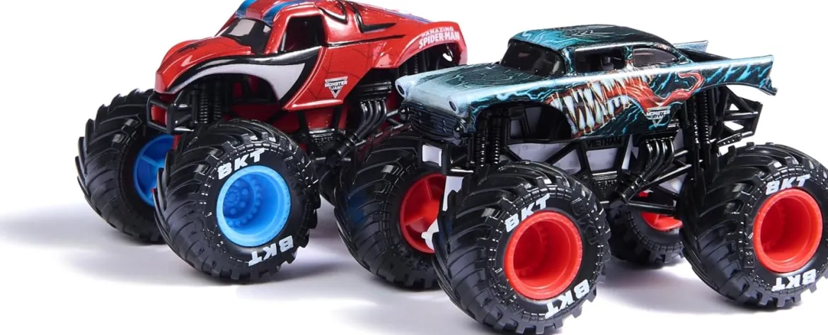 monster jam marvel - monster truck in metallo - pack con 2 modelli