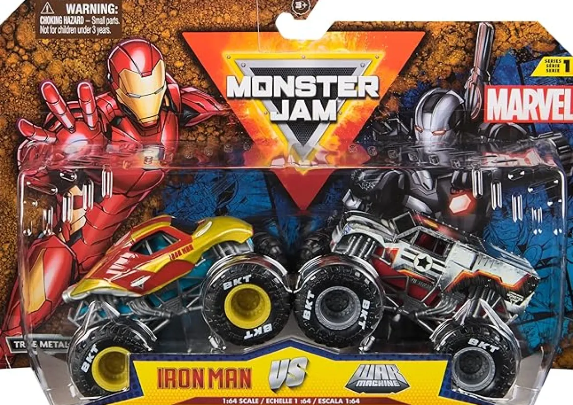monster jam marvel - monster truck in metallo - pack con 2 modelli