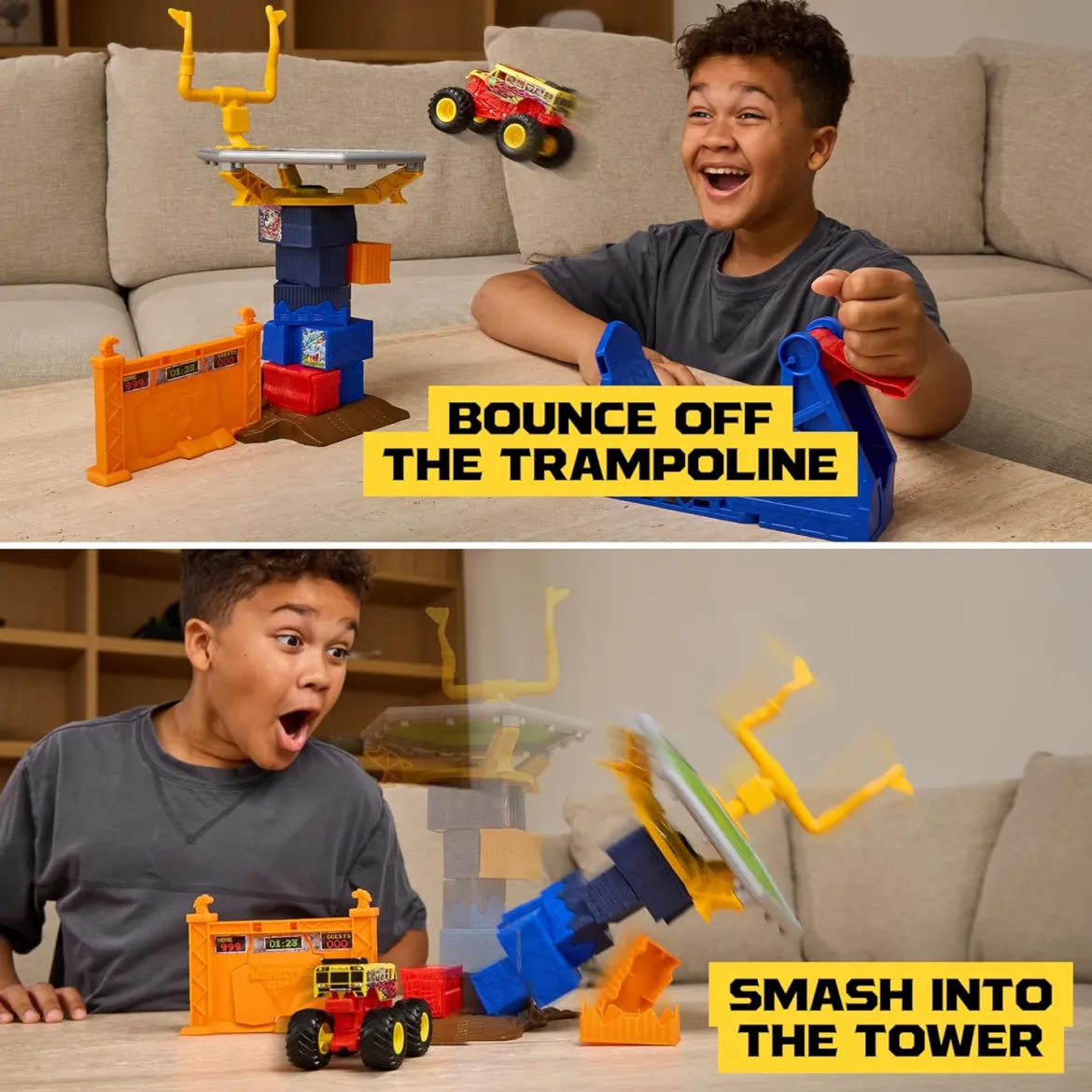 monster jam - smash & bash - crash course playset