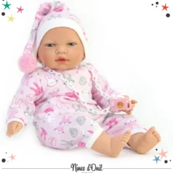 nines pijama 40cm - corpo in tessuto, meccanismo del pianto, con pigiamino rosa