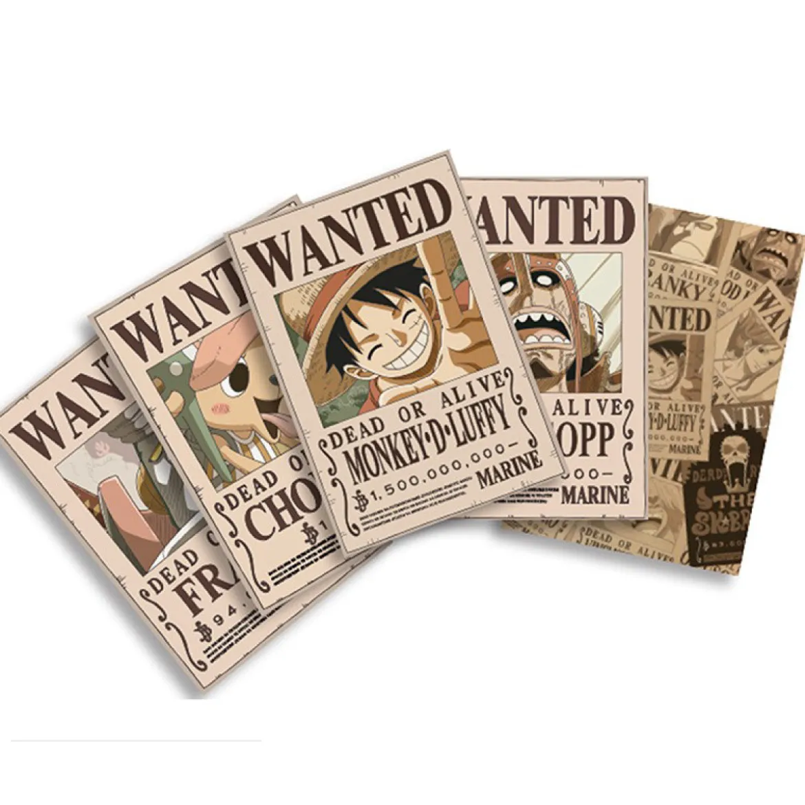 one piece - postcards - wanted set 1 (14,8x10,5cm)