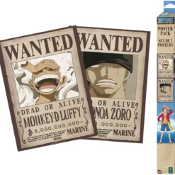 one piece - set 2 chibi posters 52x38cm - wanted luffy & zoro
