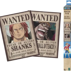 one piece - set 2 chibi posters 52x38cm - wanted shanks & blackbeard