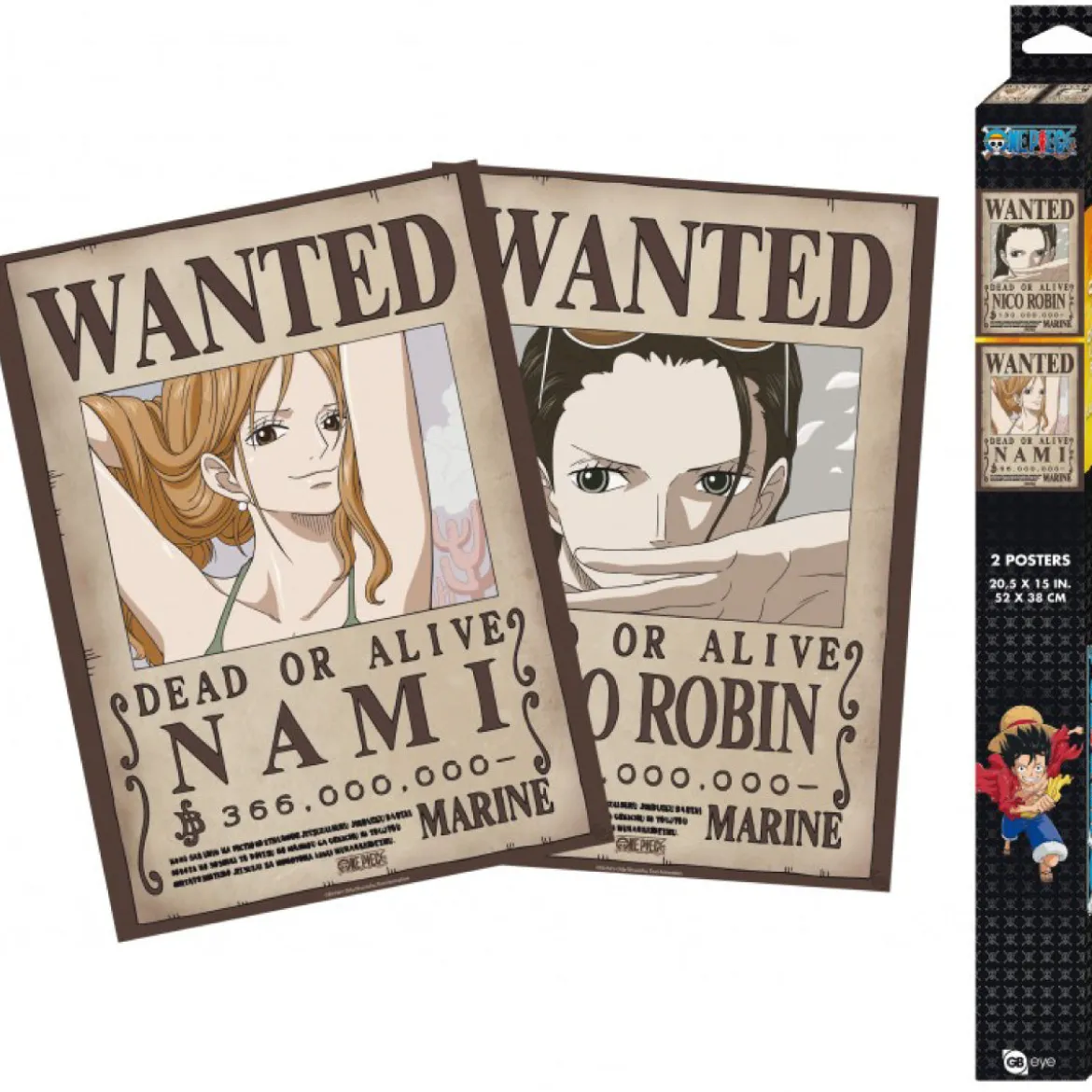 one piece - set 2 chibi poster 52x38cm - wanted nami & robin